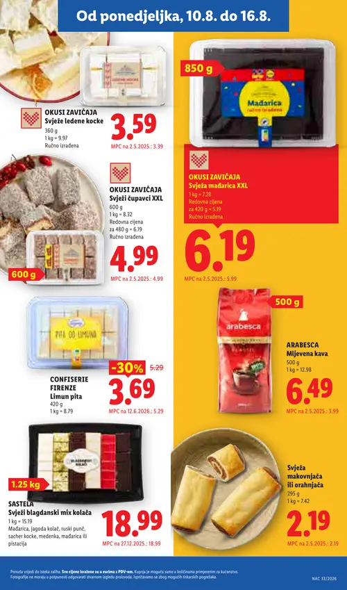 Lidl katalog — stranica 11: CONFISERIE FIRENZE Limun pita, OKUSI ZAVIČAJA Svježe ledene kocke (vrijedi 10. 08. 2026.–16. 08. 2026.)