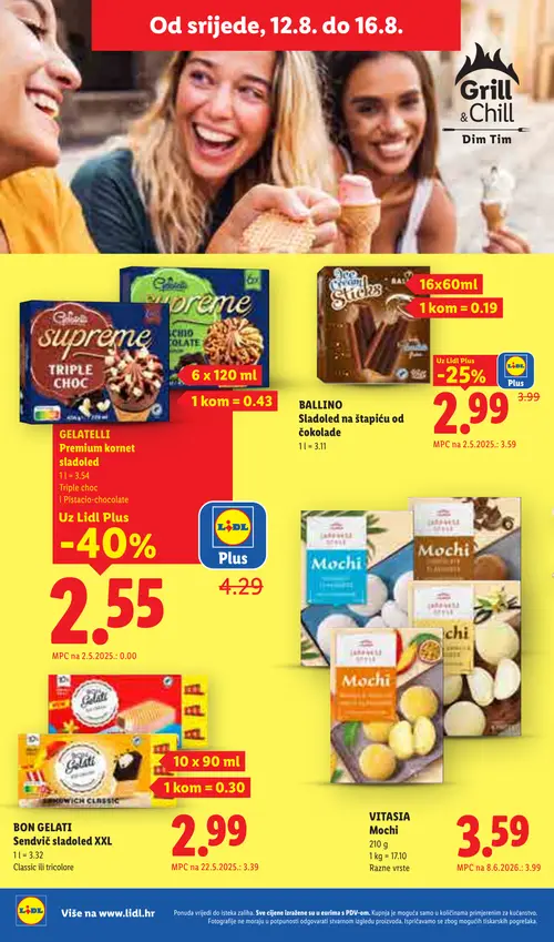 Lidl katalog — stranica 60: BALLINO Sladoled na štapiću od čokolade, VITASIA Mochi (vrijedi 10. 08. 2026.–16. 08. 2026.)
