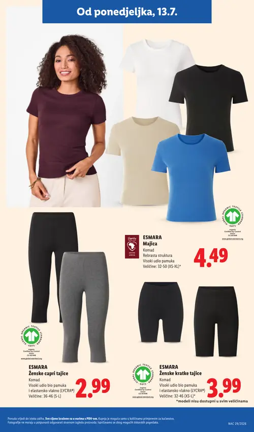 Lidl katalog — stranica 31: ESMARA ESMARA Majica, ESMARA ESMARA Ženske capri tajice, ESMARA ESMARA Ženske kratke tajice (vrijedi 13. 07. 2026.–19. 07. 2026.)