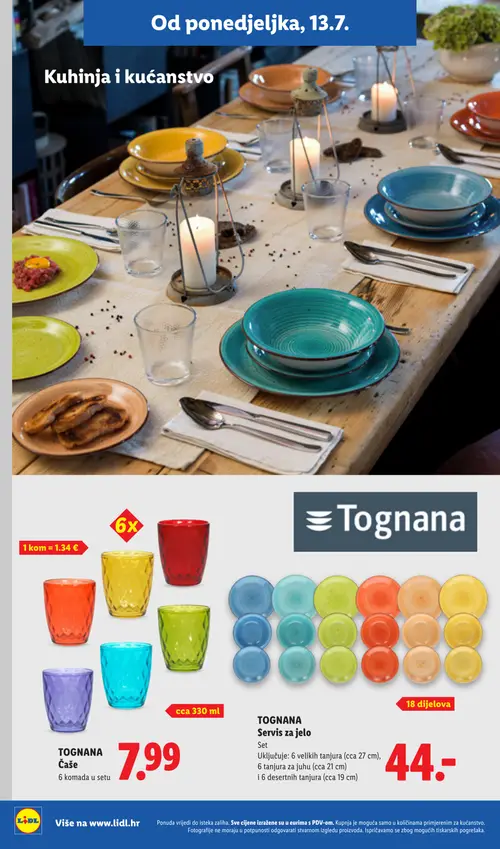 Lidl katalog — stranica 34: TOGNANA TOGNANA Servis za jelo, TOGNANA TOGNANA Čaše (vrijedi 13. 07. 2026.–19. 07. 2026.)