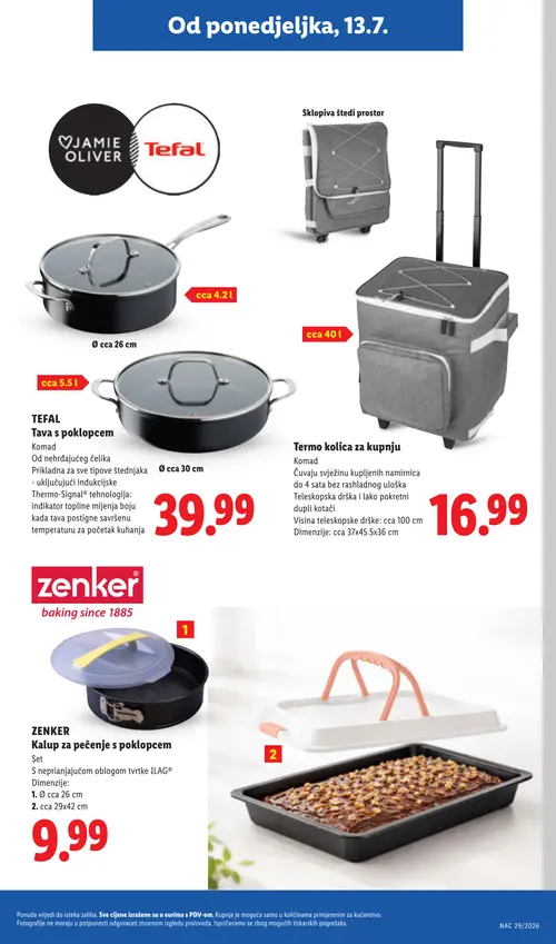 Lidl katalog — stranica 35: TEFAL Tava s poklopcem, Termo kolica za kupnju, zenker Kalup za pečenje s poklopcem (vrijedi 13. 07. 2026.–19. 07. 2026.)