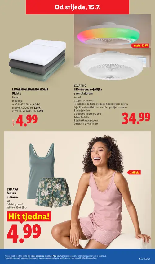 Lidl katalog — stranica 41: LIVARNO LIVARNO HOME Plahta, LIVARNO LIVARNO HOME Plahta, LIVARNO LIVARNO HOME Plahta, LIVARNO LED stropna svjetiljka s ventilatorom (vrijedi 13. 07. 2026.–19. 07. 2026.)