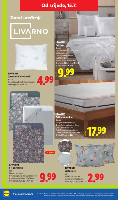 Lidl katalog — stranica 42: LIVARNO LIVARNO Jastučnica "Coldtouch", LIVARNO LIVARNO Pokrivač, LIVARNO LIVARNO Pokrivač, LIVARNO LIVARNO Zaštita za madrac (vrijedi 13. 07. 2026.–19. 07. 2026.)