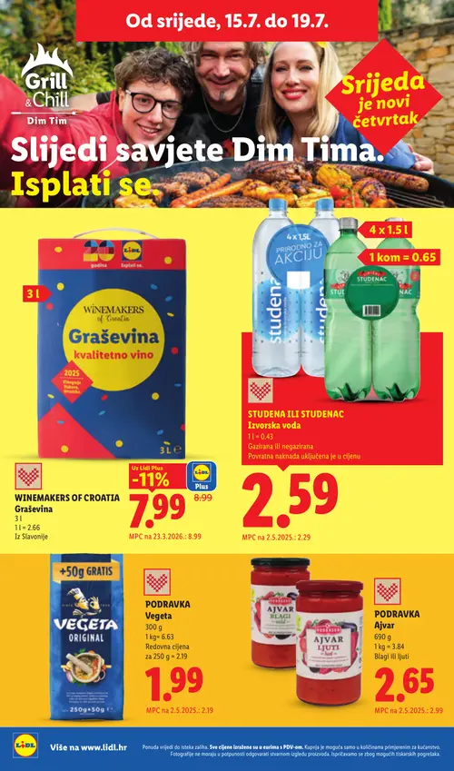 Lidl katalog — stranica 56: PODRAVKA Ajvar blagi ili ljuti, WINEMAKERS of CROATIA Graševina, PODRAVKA Vegeta Original (vrijedi 13. 07. 2026.–19. 07. 2026.)
