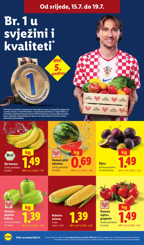 Lidl katalog — stranica 62: Domaća mini lubenica, Domaća paprika babura, Kukuruz šećerac, Šljiva (vrijedi 13. 07. 2026.–19. 07. 2026.)