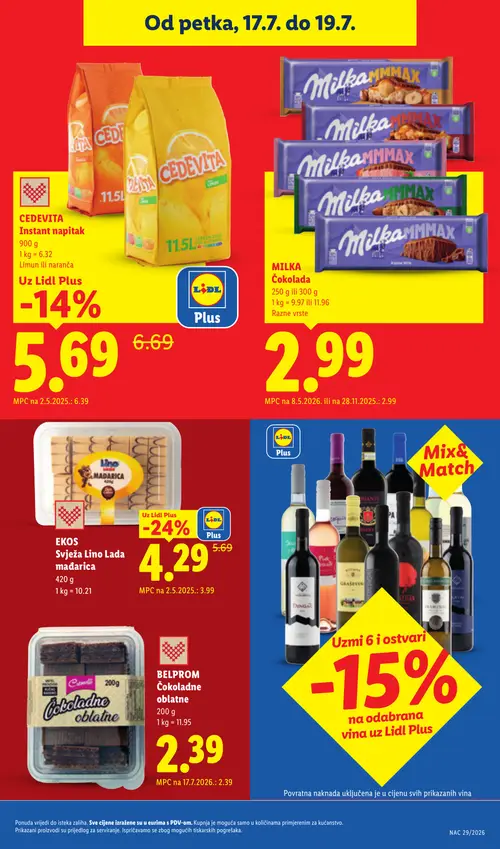 Lidl katalog — stranica 71: EKOS EKOS Svježa Lino Lada mađarica, CEDEVITA CEDEVITA Instant napitak Limun ili naranča (vrijedi 13. 07. 2026.–19. 07. 2026.)