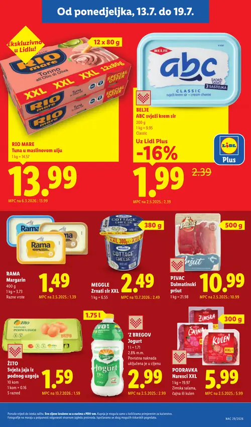 Lidl katalog — stranica 9: abc ABC svježi krem sir Classic (vrijedi 13. 07. 2026.–19. 07. 2026.)