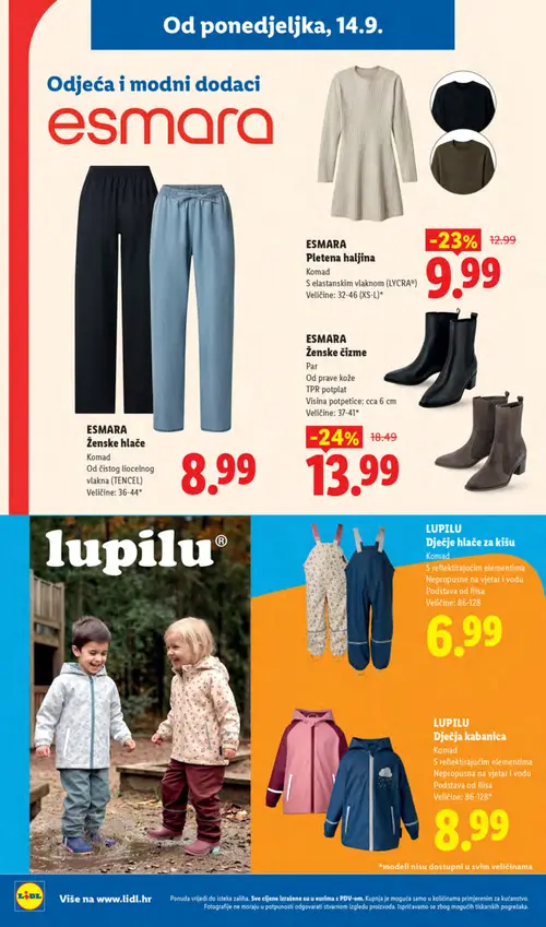Lidl katalog — stranica 28: ESMARA Ženske čizme, ESMARA Pletena haljina (vrijedi 14. 09. 2026.–20. 09. 2026.)