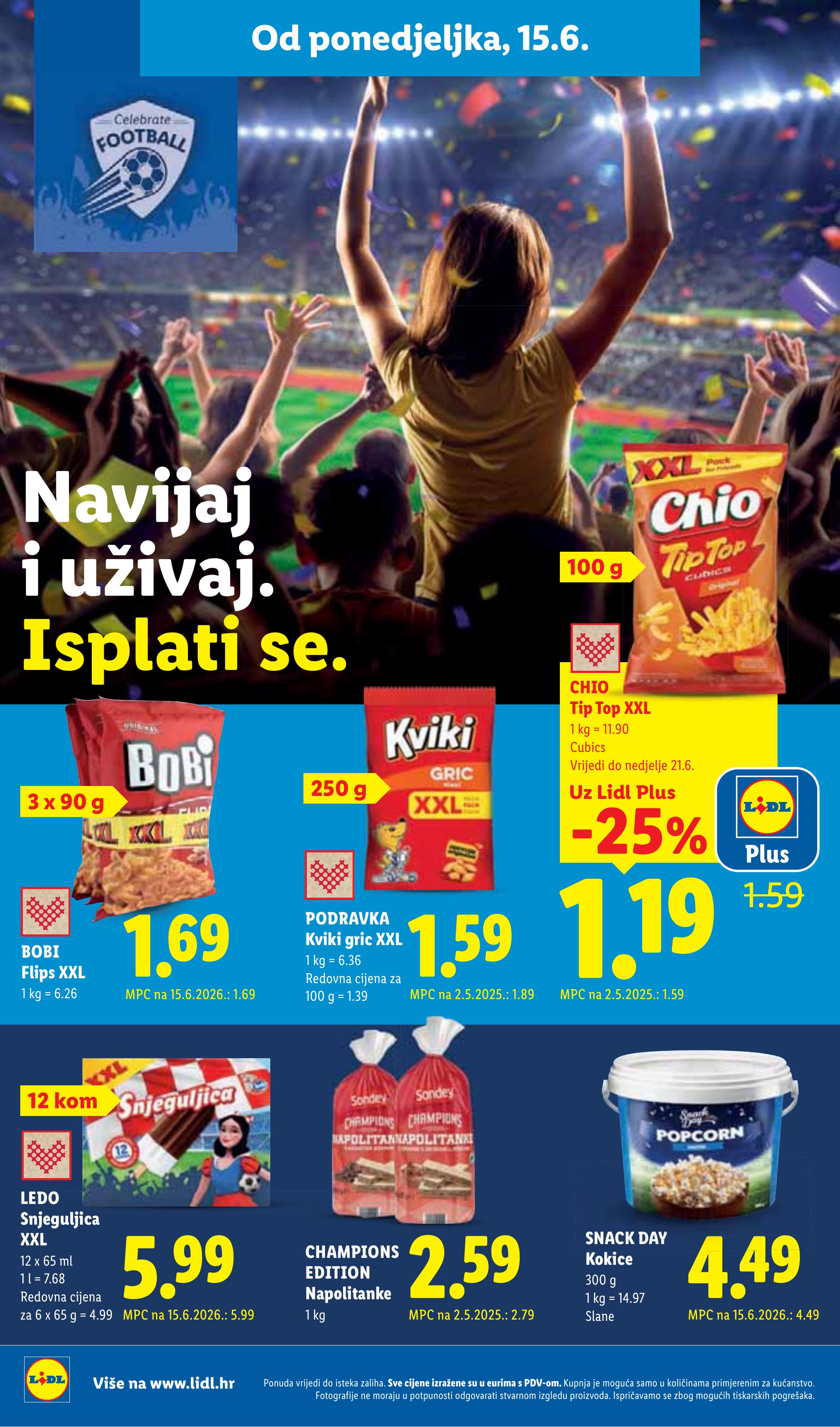 Lidl katalog — stranica 10: CHIO Tip Top XXL Cubics, SONDEY Champions Edition Napolitanke (vrijedi 15. 06. 2026.–21. 06. 2026.)