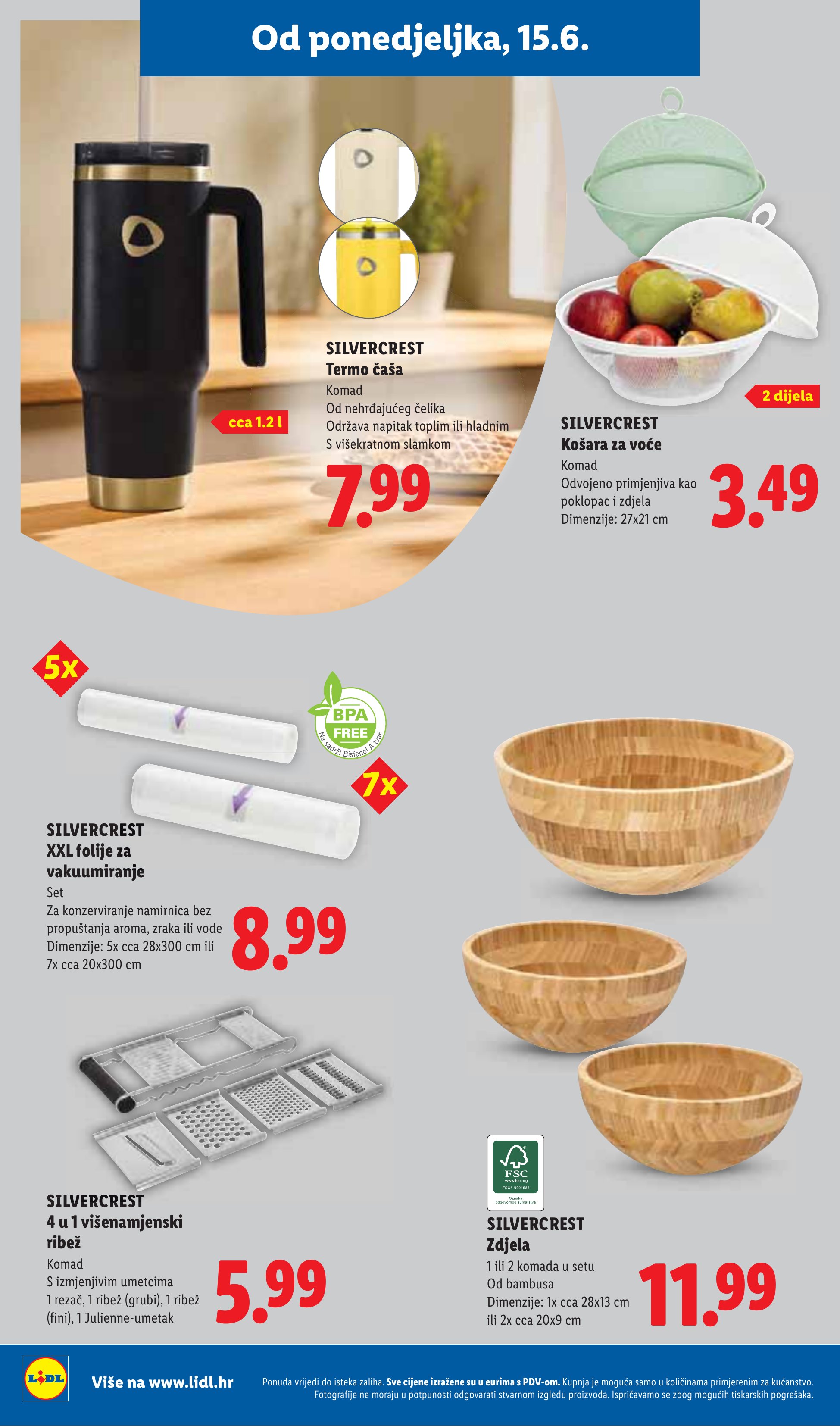 Lidl katalog — stranica 30: SILVERCREST Termo čaša, SILVERCREST Košara za voće, SILVERCREST XXL folije za vakuumiranje, SILVERCREST 4 u 1 višenamjenski ribež (vrijedi 15. 06. 2026.–21. 06. 2026.)