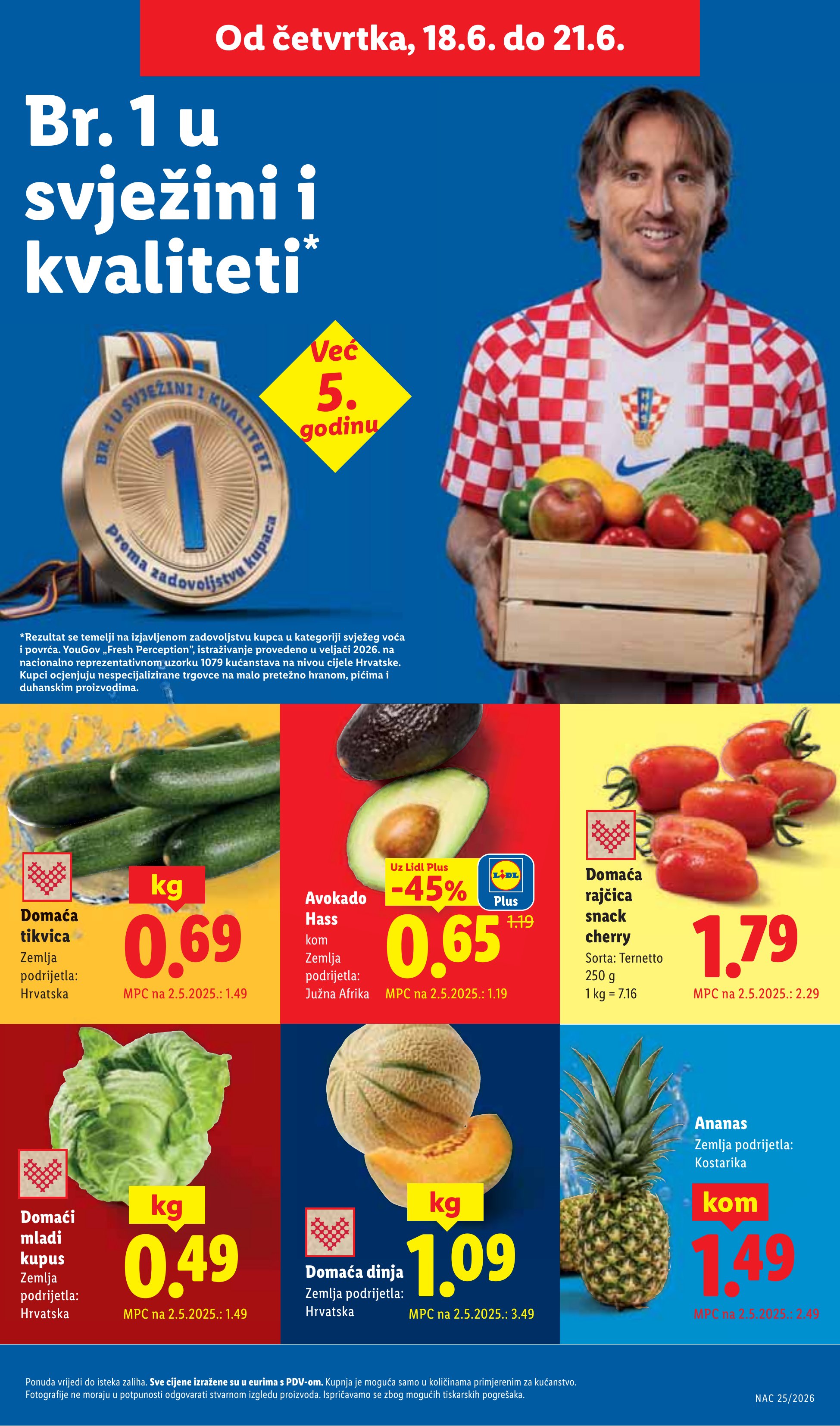 Lidl katalog — stranica 53: Domaća dinja, Domaći mladi kupus, Domaća tikvica, Avokado Hass (vrijedi 15. 06. 2026.–21. 06. 2026.)