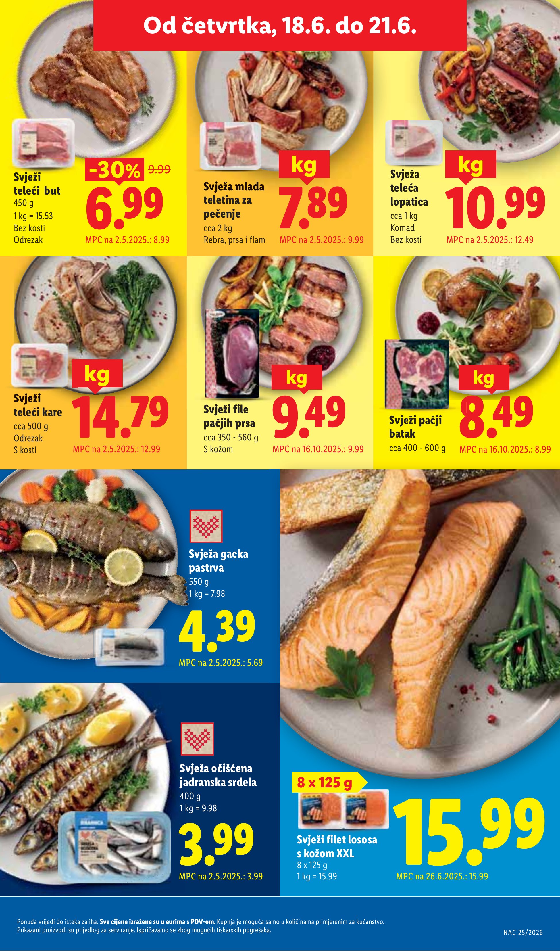 Lidl katalog — stranica 55: Svježi teleći but, Svježa gacka pastrva, Svježa mlada teletina za pečenje, Svježa teleća lopatica (vrijedi 15. 06. 2026.–21. 06. 2026.)