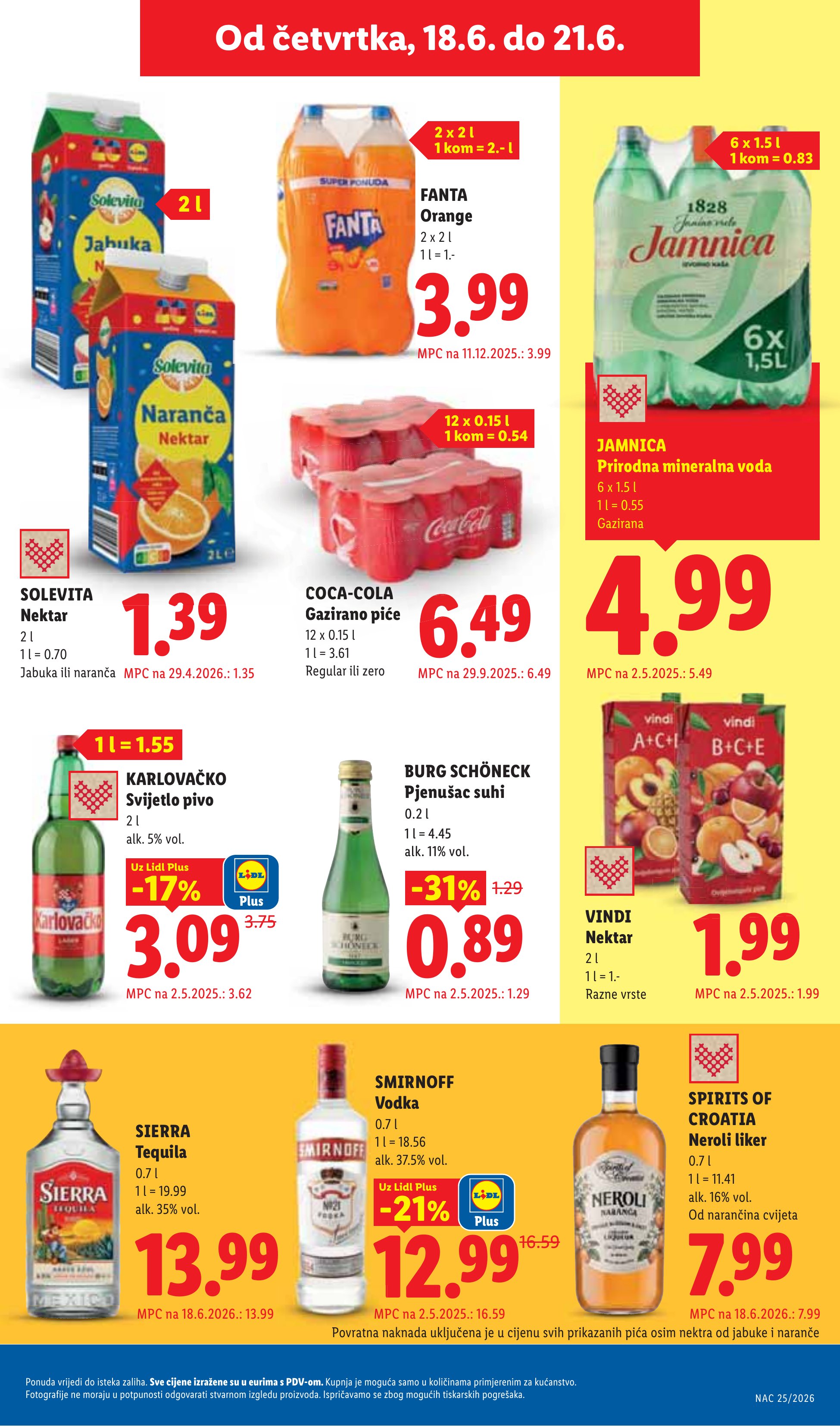 Lidl katalog — stranica 57: Burg Schöneck Burg Schöneck Pjenušac suhi, Smirnoff Smirnoff Vodka, Karlovačko Karlovačko Svijetlo pivo, Solevita Solevita Nektar (Jabuka ili naranča) (vrijedi 15. 06. 2026.–21. 06. 2026.)