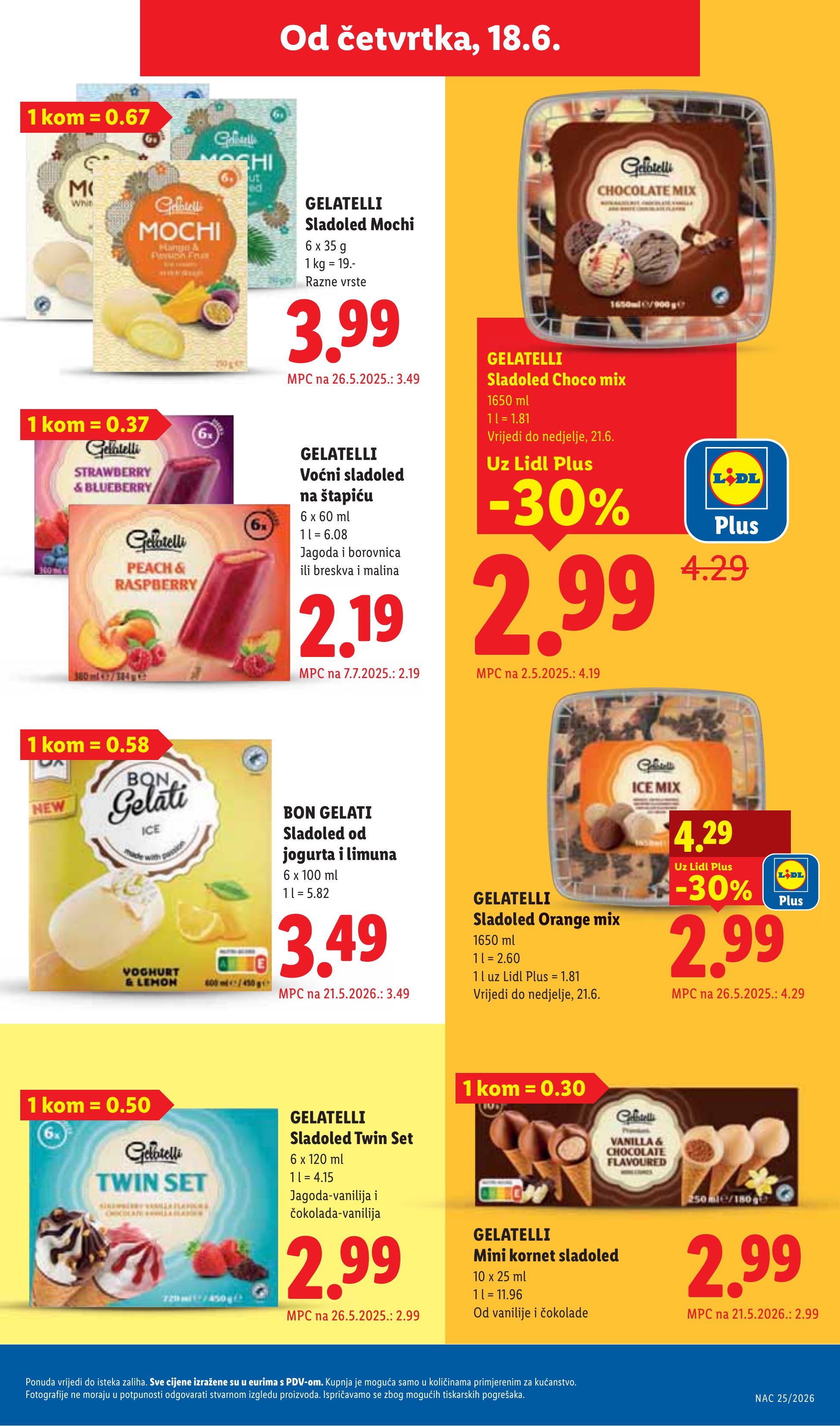 Lidl katalog — stranica 59: GELATELLI Sladoled Orange mix, GELATELLI Sladoled Choco mix (vrijedi 15. 06. 2026.–21. 06. 2026.)