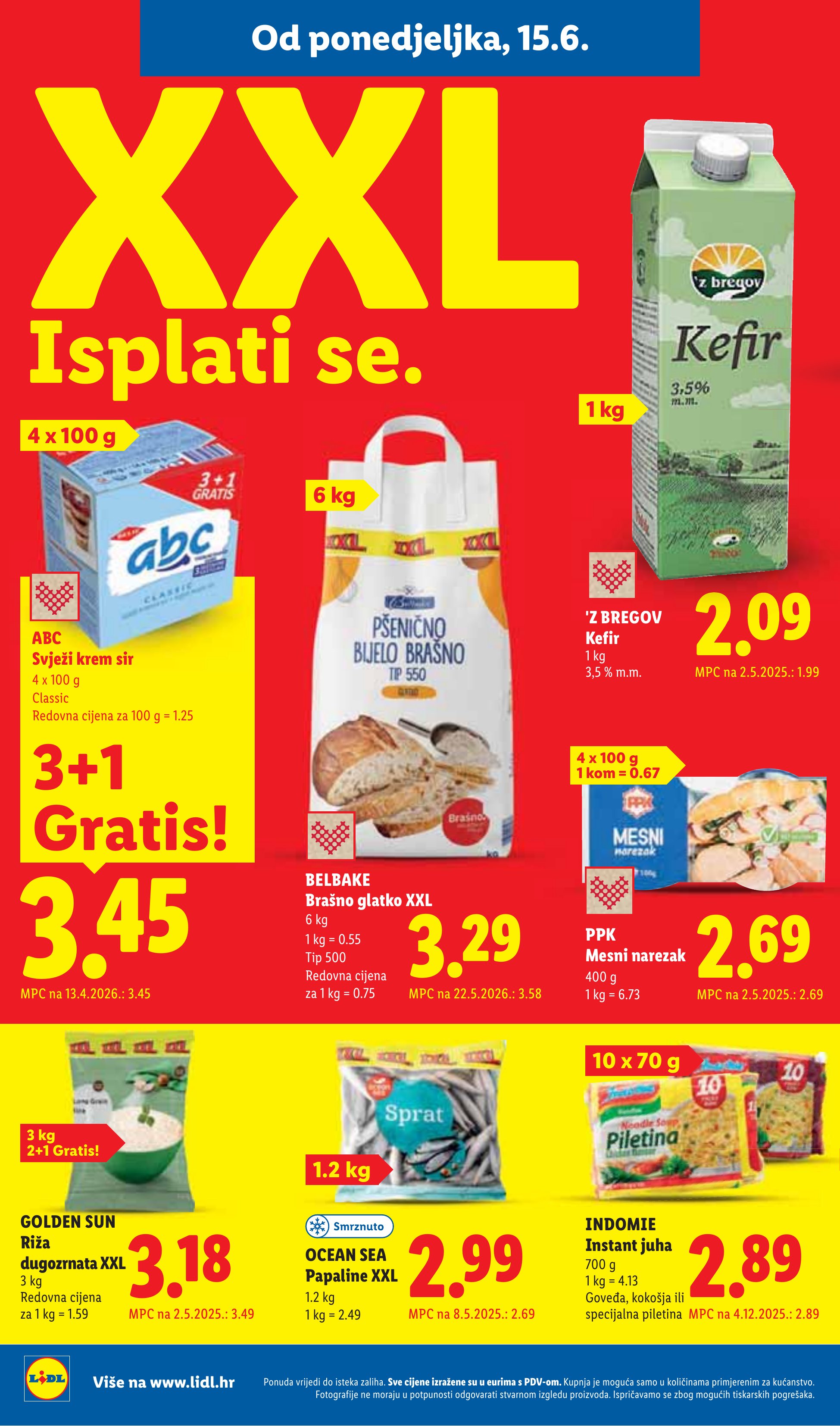 Lidl katalog — stranica 6: GOLDEN SUN Riža dugozrnata XXL, BELBAKE Pšenično bijelo brašno tip 550 XXL (vrijedi 15. 06. 2026.–21. 06. 2026.)