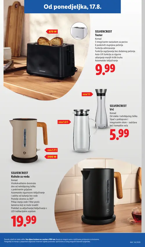 Lidl katalog — stranica 35: SILVERCREST Toster, SILVERCREST Vrč, SILVERCREST Kuhalo za vodu (vrijedi 17. 08. 2026.–23. 08. 2026.)