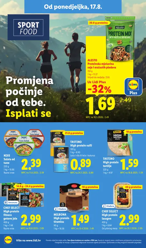 Lidl katalog — stranica 12: Alesto Protein Mix with Nuts & Soybeans, NIxe Salata od tune (vrijedi 17. 08. 2026.–23. 08. 2026.)
