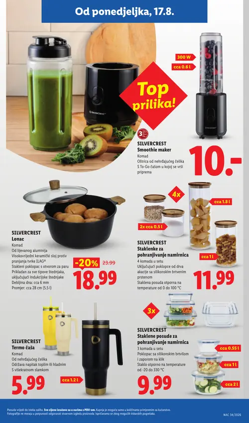 Lidl katalog — stranica 33: SILVERCREST Lonac, SILVERCREST Smoothie maker, SILVERCREST Staklenke za pohranjivanje namirnica, SILVERCREST Termo čaša (vrijedi 17. 08. 2026.–23. 08. 2026.)