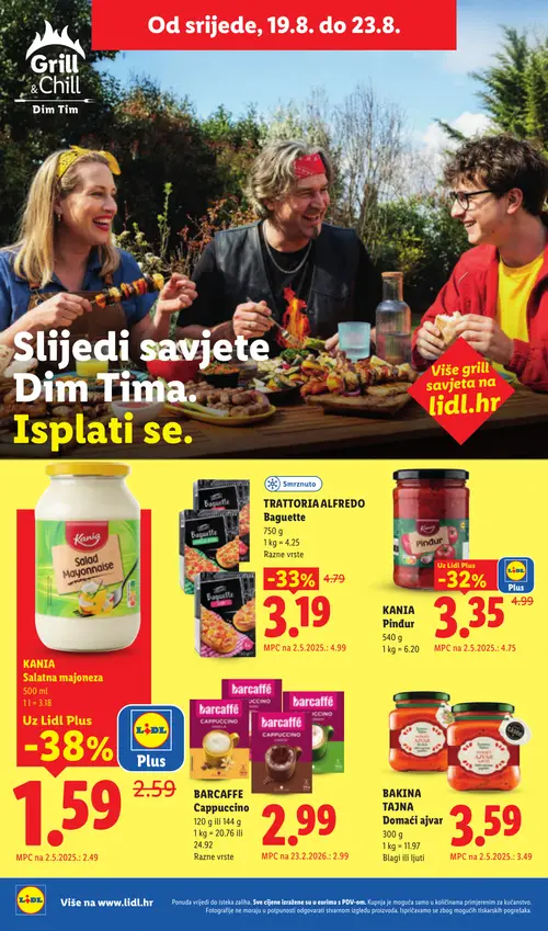 Lidl katalog — stranica 50: KANIA Salata majoneza, TRATTORIA ALFREDO Baguette, KANIA Pindur (vrijedi 17. 08. 2026.–23. 08. 2026.)