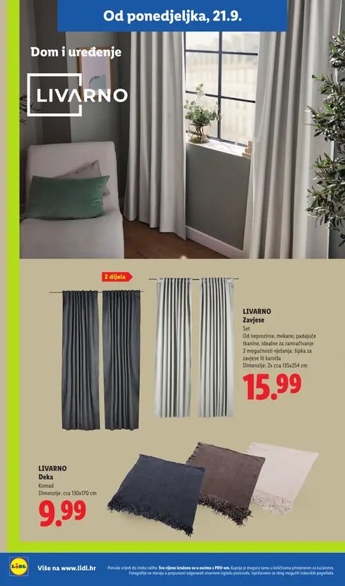 Lidl katalog — stranica 22: LIVARNO Zavjese, LIVARNO Deka (vrijedi 21. 09. 2026.–27. 09. 2026.)