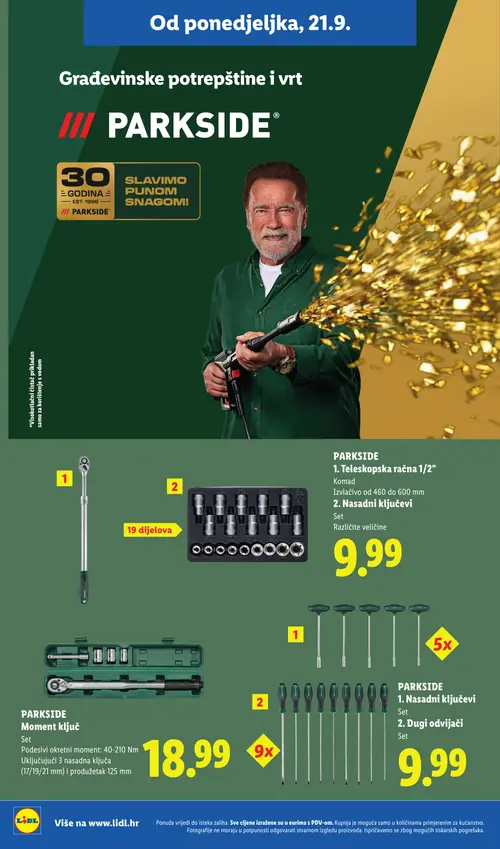 Lidl katalog — stranica 24: PARKSIDE Teleskopska račna 1/2" i Nasadni ključevi, PARKSIDE Moment ključ, PARKSIDE Nasadni ključevi i Dugi odvijači (vrijedi 21. 09. 2026.–27. 09. 2026.)