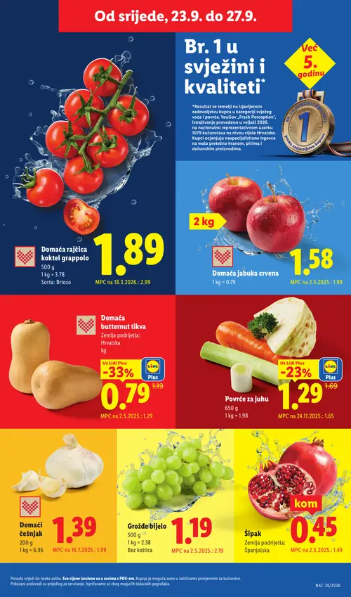 Lidl katalog — stranica 49: Šipak, Grožđe bijelo, Domaća butternut tikva, Domaća rajčica koktel grappolo (vrijedi 21. 09. 2026.–27. 09. 2026.)