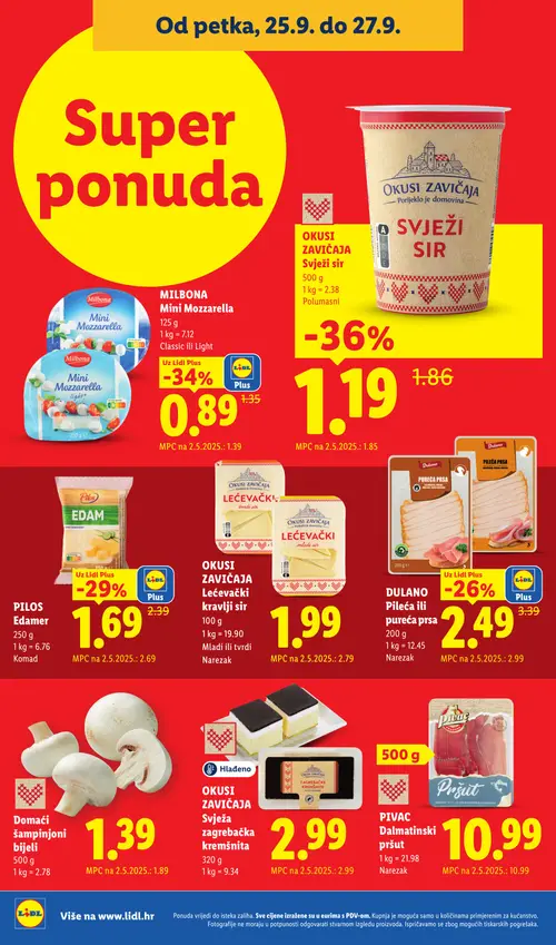 Lidl katalog — stranica 54: OKUSI ZAVIČAJA Sir, MILBONA Mini Mozzarella, MILBONA Mini Mozzarella light, PILOS Edamer (vrijedi 21. 09. 2026.–27. 09. 2026.)