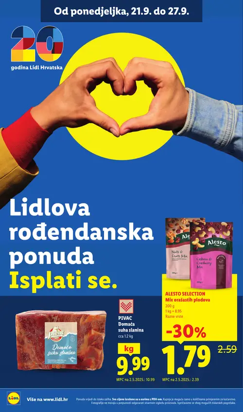 Lidl katalog — stranica 8: ALESTO SELECTION Mix orašastih plodova, PIVAC Domaća suha slanina (vrijedi 21. 09. 2026.–27. 09. 2026.)