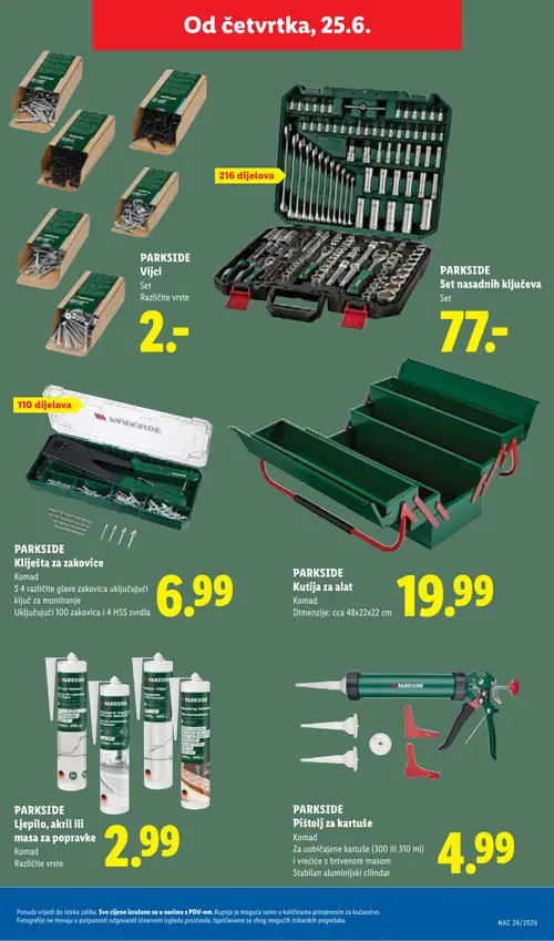 Lidl katalog — stranica 39: PARKSIDE PARKSIDE Kliješta za zakovice, PARKSIDE PARKSIDE Set nasadnih ključeva, PARKSIDE PARKSIDE Vijci, PARKSIDE PARKSIDE Kutija za alat (vrijedi 23. 06. 2026.–28. 06. 2026.)