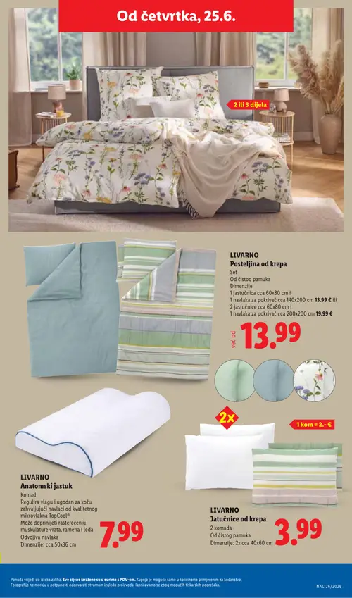 Lidl katalog — stranica 49: LIVARNO Posteljina od krepa, LIVARNO Posteljina od krepa, LIVARNO Anatomski jastuk, LIVARNO Jastučnice od krepa (vrijedi 23. 06. 2026.–28. 06. 2026.)
