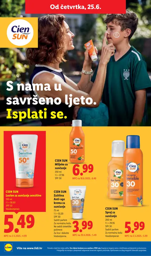 Lidl katalog — stranica 64: CIEN SUN CIEN SUN Zaštitna Anti-age krema za sunčanje (vrijedi 23. 06. 2026.–28. 06. 2026.)