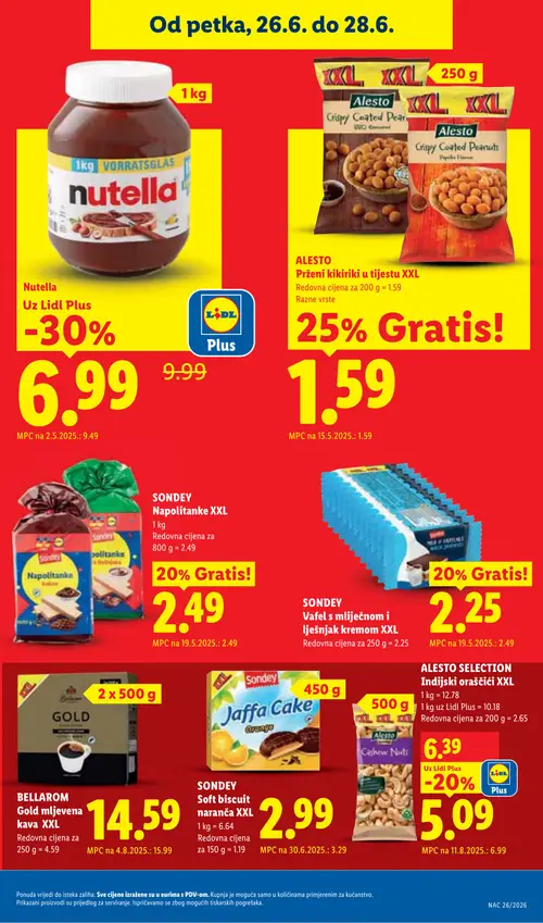 Lidl katalog — stranica 71: Alesto Alesto Indijski oraščići XXL, Nutella, BELLAROM BELLAROM Gold mljevena kava XXL (vrijedi 23. 06. 2026.–28. 06. 2026.)