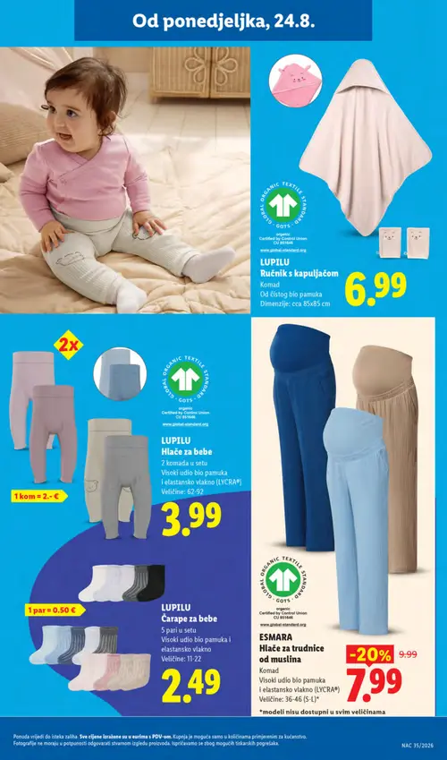 Lidl katalog — stranica 21: ESMARA Hlače za trudnice od muslina (vrijedi 24. 08. 2026.–30. 08. 2026.)