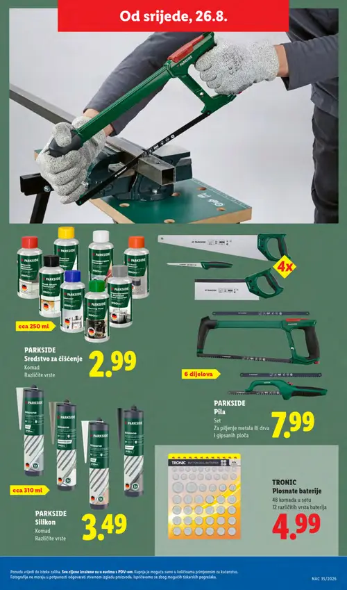 Lidl katalog — stranica 37: PARKSIDE PARKSIDE Sredstvo za čišćenje, PARKSIDE PARKSIDE Silikon, PARKSIDE Pila, TRONIC TRONIC Plosnate baterije (vrijedi 24. 08. 2026.–30. 08. 2026.)