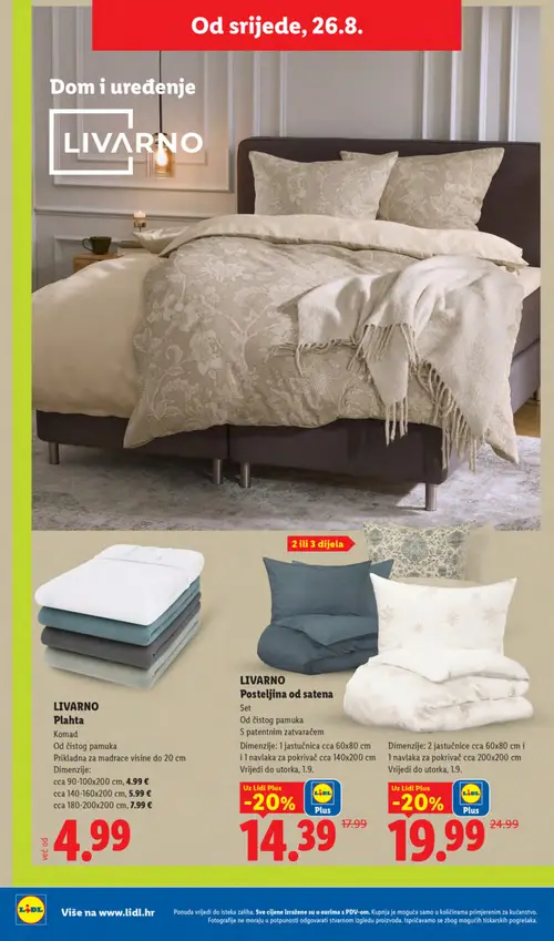 Lidl katalog — stranica 38: LIVARNO LIVARNO Posteljina od satena, LIVARNO LIVARNO Posteljina od satena, LIVARNO LIVARNO Plahta, LIVARNO LIVARNO Plahta (vrijedi 24. 08. 2026.–30. 08. 2026.)