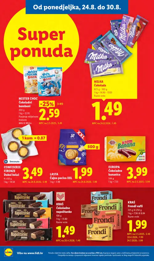 Lidl katalog — stranica 8: MISTER CHOC Mister Choc Čokoladni bomboni (vrijedi 24. 08. 2026.–30. 08. 2026.)