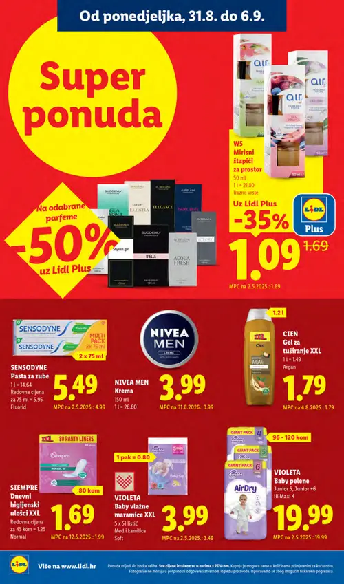 Lidl katalog — stranica 20: Air Mirisni štapići za prostor, SIEMPRE Dnevni higijenski ulošci XXL (vrijedi 31. 08. 2026.–06. 09. 2026.)