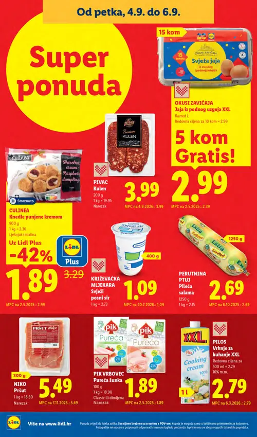 Lidl katalog — stranica 64: Culinea Hazelnut cream Raspberry dumplings, OKUSI ZAVIČAJA Svježa jaja iz štalskog (podnog) uzgoja XXL (vrijedi 31. 08. 2026.–06. 09. 2026.)