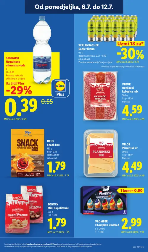Lidl katalog — stranica 10: Saguaro Negazirana mineralna voda (vrijedi 06. 07. 2026.–12. 07. 2026.)
