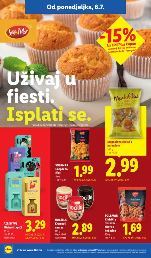 Lidl katalog — stranica 11: Magdalenas kolač s narančom, AIR BY W5 AIR BY W5 Mirisni štapiči, NOCILLA NOCILLA Kremasti namaz (vrijedi 06. 07. 2026.–12. 07. 2026.)