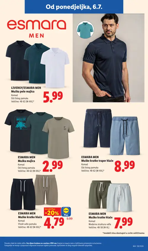 Lidl katalog — stranica 28: ESMARA MEN Muške kratke hlače (vrijedi 06. 07. 2026.–12. 07. 2026.)