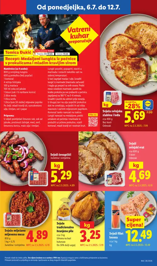 Lidl katalog — stranica 3: LIDL Svinjska lopatica i kare, Svinjski vrat s kosti, MESNICA Svinjski vrat s kosti, Svježe miješano mljeveno meso (vrijedi 06. 07. 2026.–12. 07. 2026.)