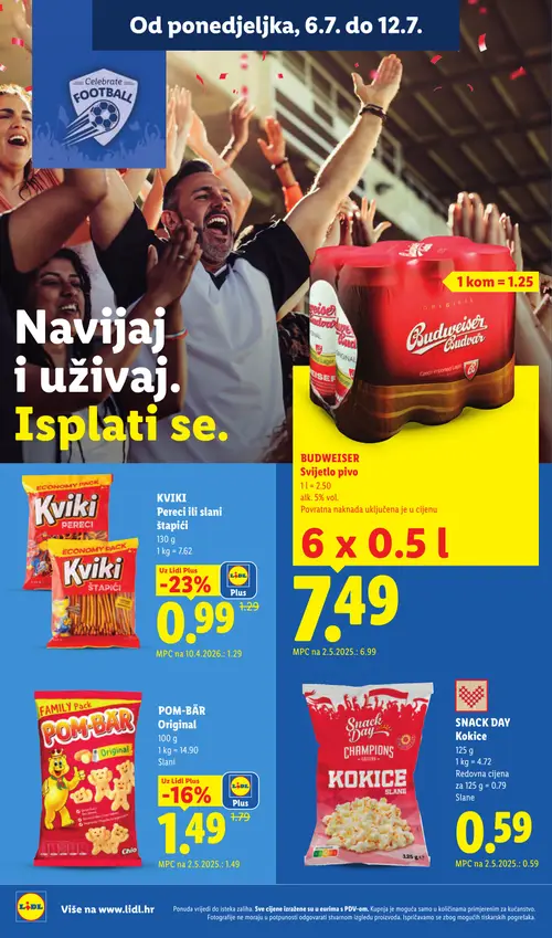 Lidl katalog — stranica 9: Snack Day Snack Day Kokice slane, Kviki Kviki Pereci, Kviki Kviki Štapići, POM-BÄR POM-BÄR Original (vrijedi 06. 07. 2026.–12. 07. 2026.)