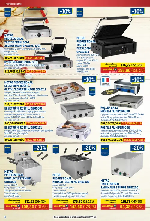 Metro katalog — stranica 4: METRO PROFESSIONAL BAIN MARIE S PIPOPM GBM1200, METRO PROFESSIONAL KUHALO TJESTENINE GNC1008, METRO PROFESSIONAL KUHALO TJESTENINE GNC1025, DVOSTRUUKI GPG2101/2201 (vrijedi 16.10.–31.12.2026.)