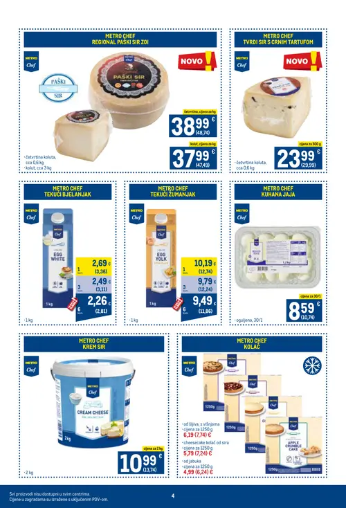 Metro katalog — stranica 4: METRO CHEF PAŠKI SIR ZOI, METRO CHEF TVRDI SIR S CRNIM TARTUFOM, METRO CHEF TVRDI SIR S CRNIM TARTUFOM, METRO CHEF TEKUĆI ŽUMANJAK (vrijedi 16. 09. 2026.–30. 09. 2026.)