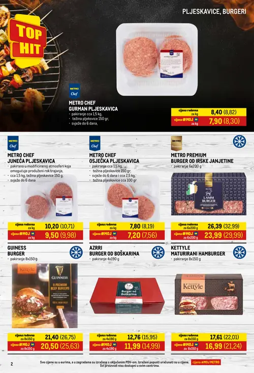 Metro katalog — stranica 2: METRO PREMIUM BURGER OD IRSKE JANJETINE, METRO CHEF OSJEČKA PLJESKAVICA, METRO CHEF JUNEĆA PLJESKAVICA, METRO CHEF GURMAN PLJESKAVICA (vrijedi 01. 10. 2026.–31. 10. 2026.)