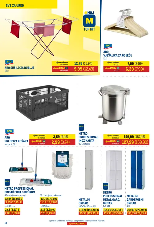 Metro katalog — stranica 10: METRO PROFESSIONAL BRISAČ PODA S DRŠKOM, ARO SUŠILO ZA RUBLJE, ARO VJEŠALICA ZA ODJEĆU, METALNI ORMAR (vrijedi 16. 09. 2026.–30. 09. 2026.)