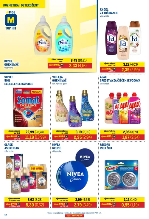 Metro katalog — stranica 12: Rekord Inox žica, Nivea Kreme, Ajax Sredstva za čišćenje podova, Ajax Sredstva za čišćenje podova (vrijedi 01. 10. 2026.–15. 10. 2026.)