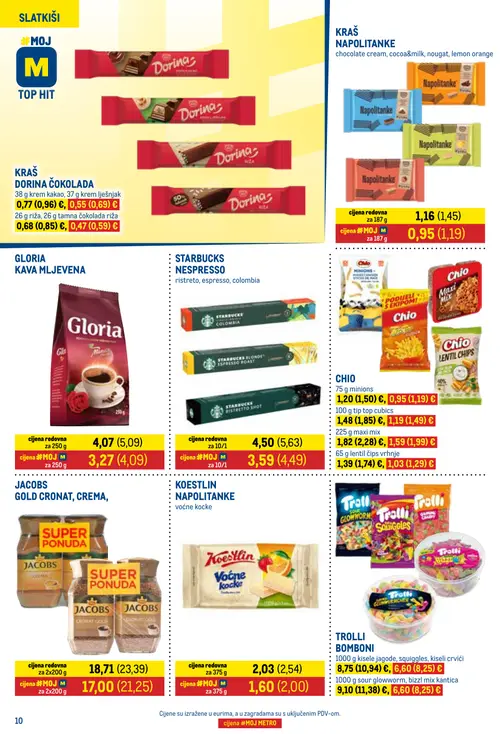 Metro katalog — stranica 10: Kraš Dorina čokolada, Kraš Dorina čokolada, Chio Lentil Chips, Chio Maxi Mix (vrijedi 16.10.–01.11.2026.)