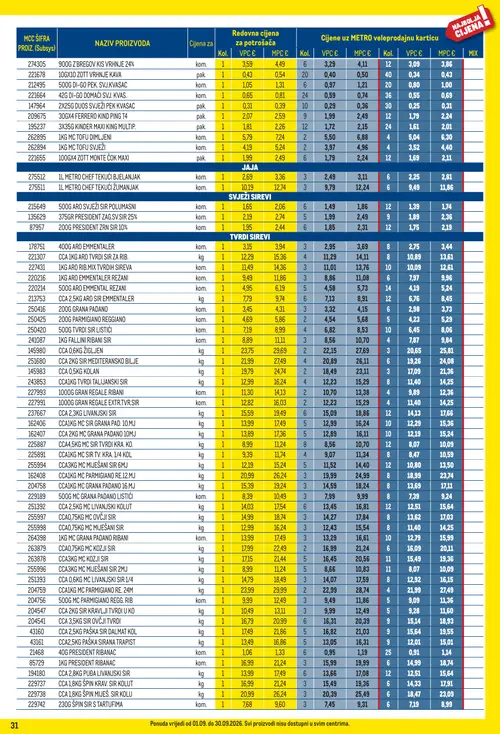 Metro katalog — stranica 31: ZOTT MONTE 100GX4 ZOTT MONTE ČOK MAXI (vrijedi 01. 09. 2026.–30. 09. 2026.)